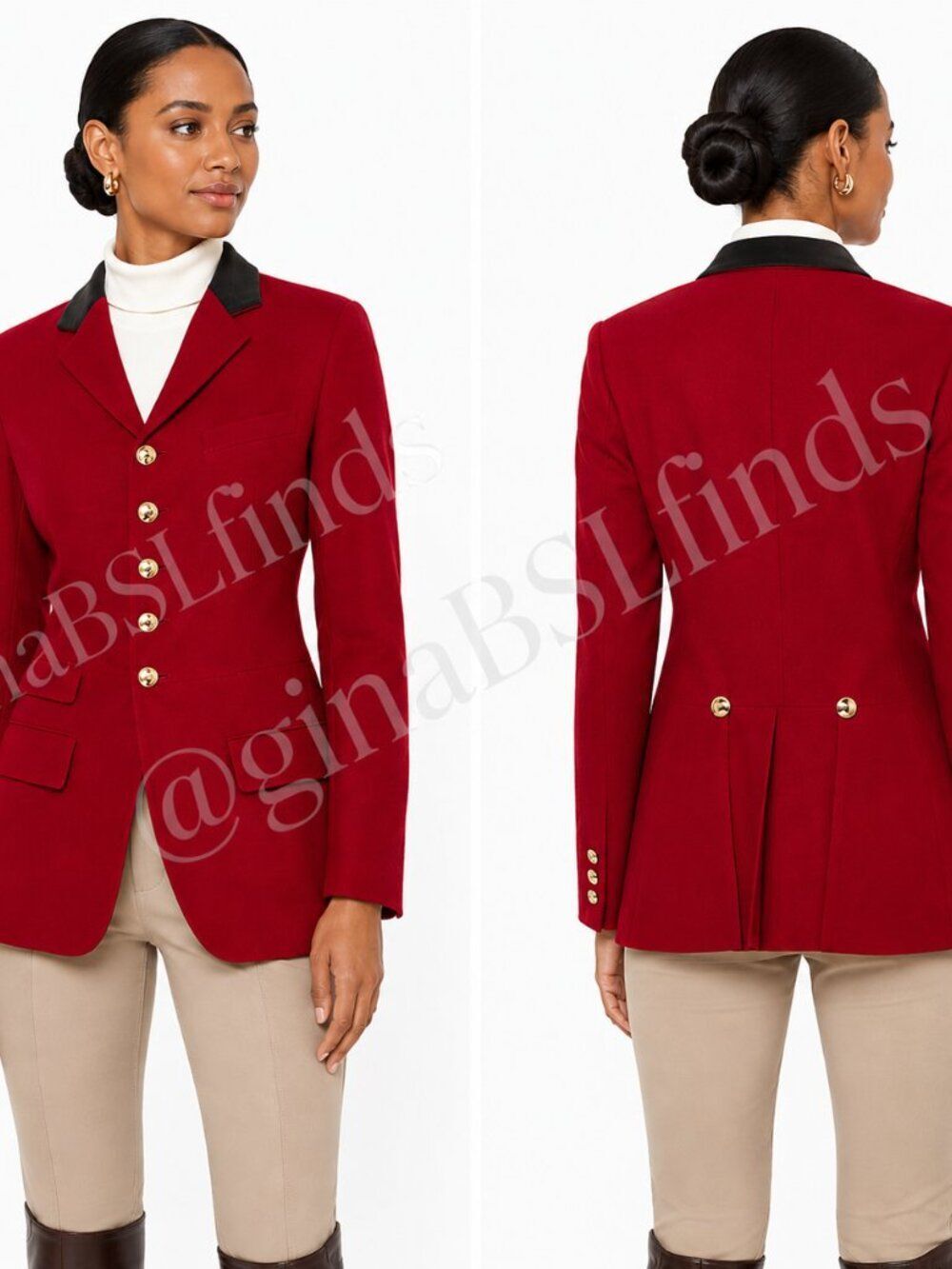 Ralph Lauren Purple Label 100% Wool Red Equestrian Blazer Gold Buttons Italy